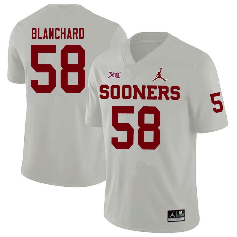 Oklahoma Sooners #58 Caden Blanchard Jordan Brand College Football Jerseys Sale-White